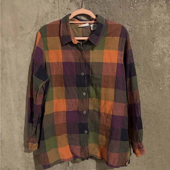 Blair Tops - Blair Orange and Green Plaid Men's Shirt
